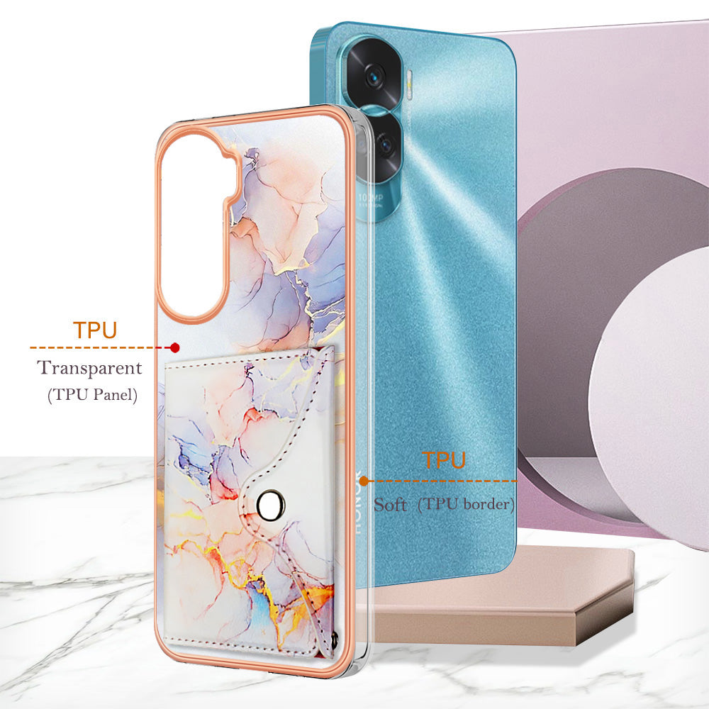 YB Leather Coating Series-9 for Honor 90 Lite 5G / X50i 5G Case Card Slot Kickstand PU+TPU IMD Phone Cover YB Leather Coating Series-9 for Honor 90 Lite 5G / X50i 5G Case Card Slot Kickstand PU+TPU IMD Phone Cover